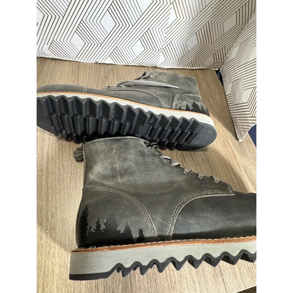 Territory Zion boots‎ Gray Leather Lace Up Ankle Boots Size WD 13 Rugged - Picture 8 of 14